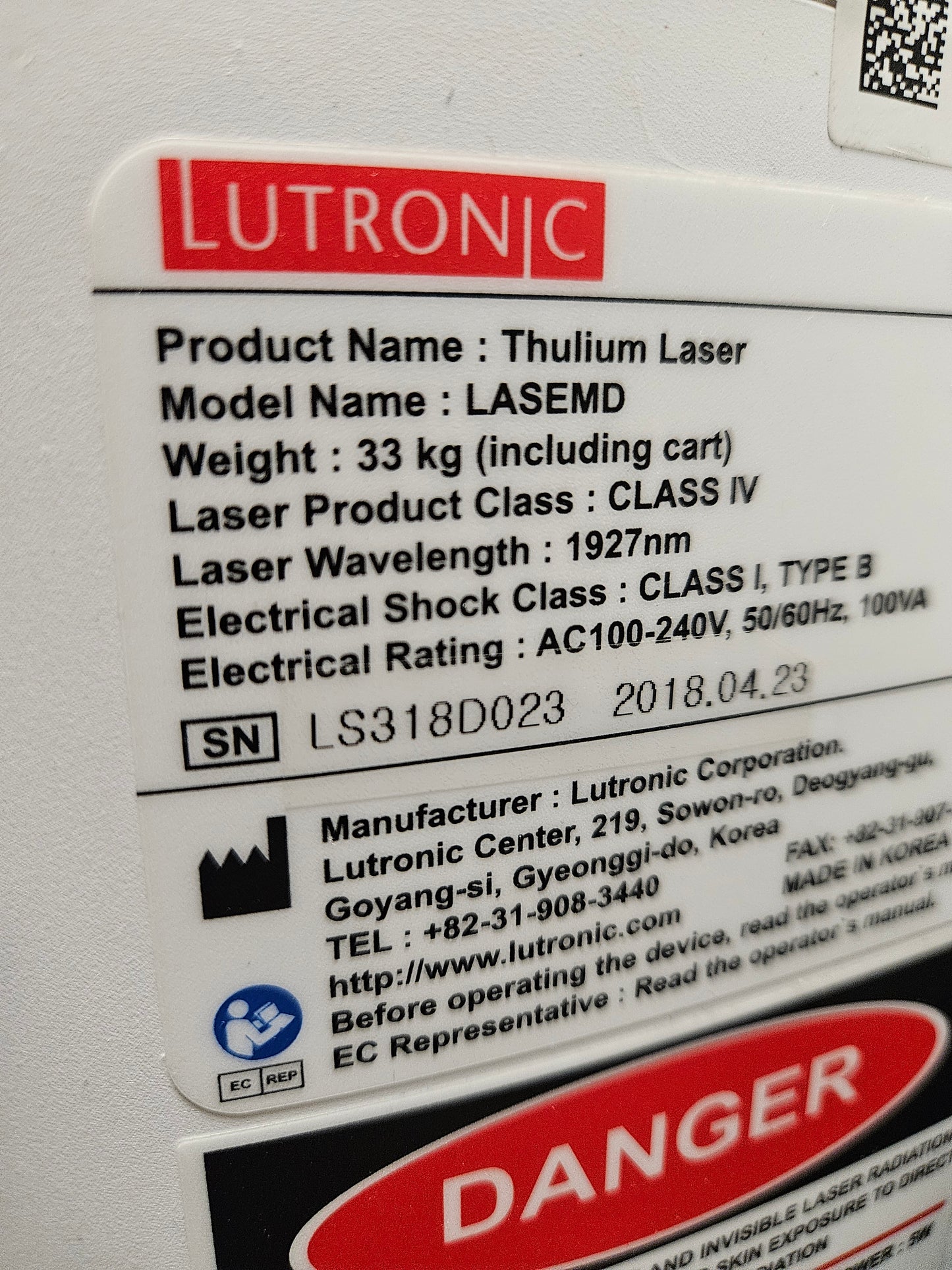 Lutronic LaseMD Thulium Laser