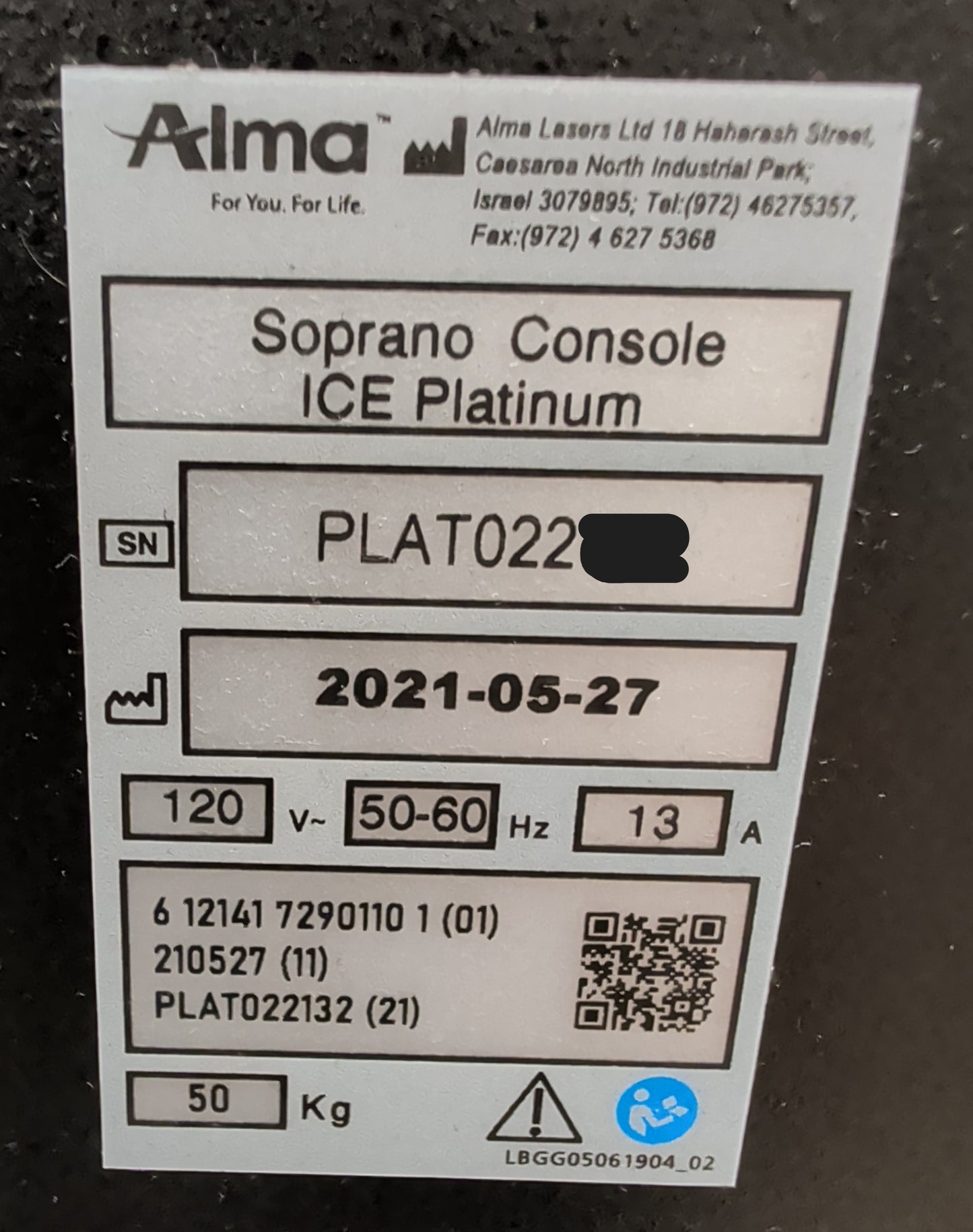 2021 Alma Soprano ICE Platinum w/ 3D Handpiece (755/810/1064nm) And 810nm HP -Low Use