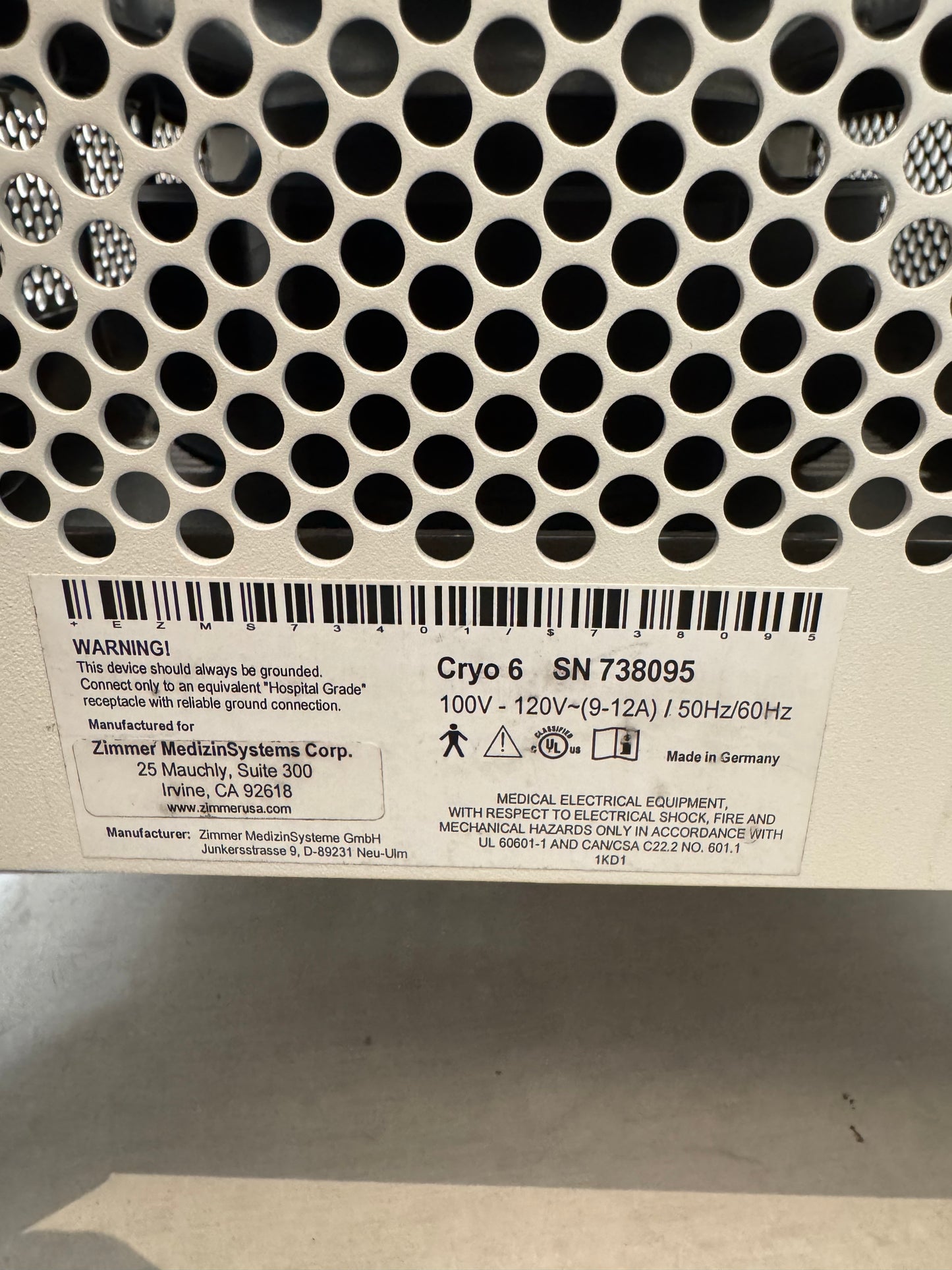 Zimmer Cryo6 Chiller - Pre-Owned