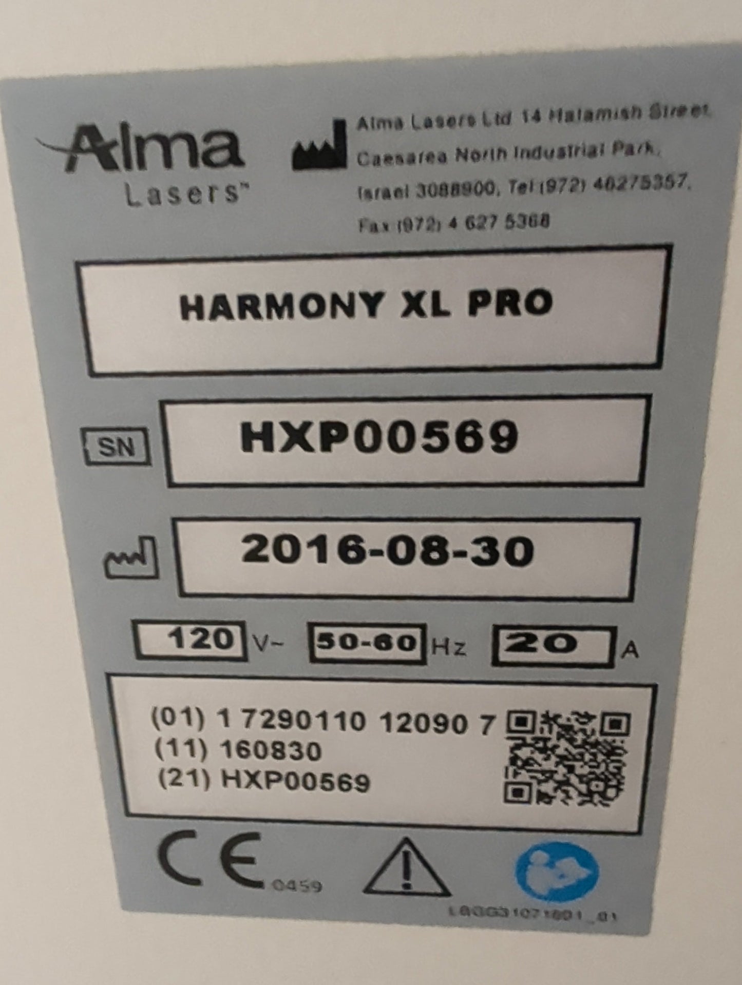 2016 Alma Lasers HARMONY XL PRO with DyeVL, SHRPRO, and Clearlift